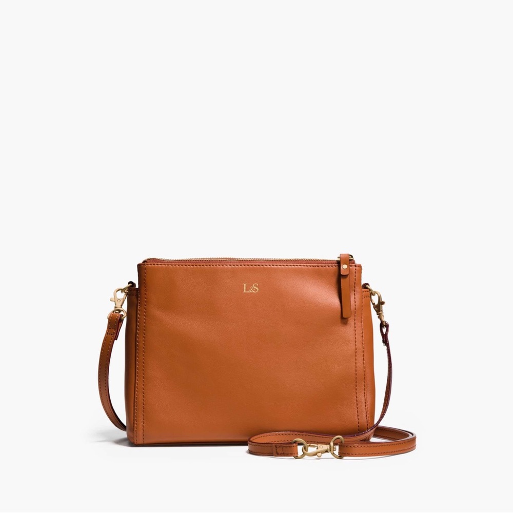 Lo & Sons Tan Leather Crossbody Bag